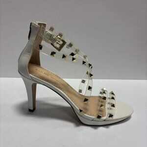 Adrienne Vittadini Women’s Gravie, White Heeled Sandals, Size 9 M